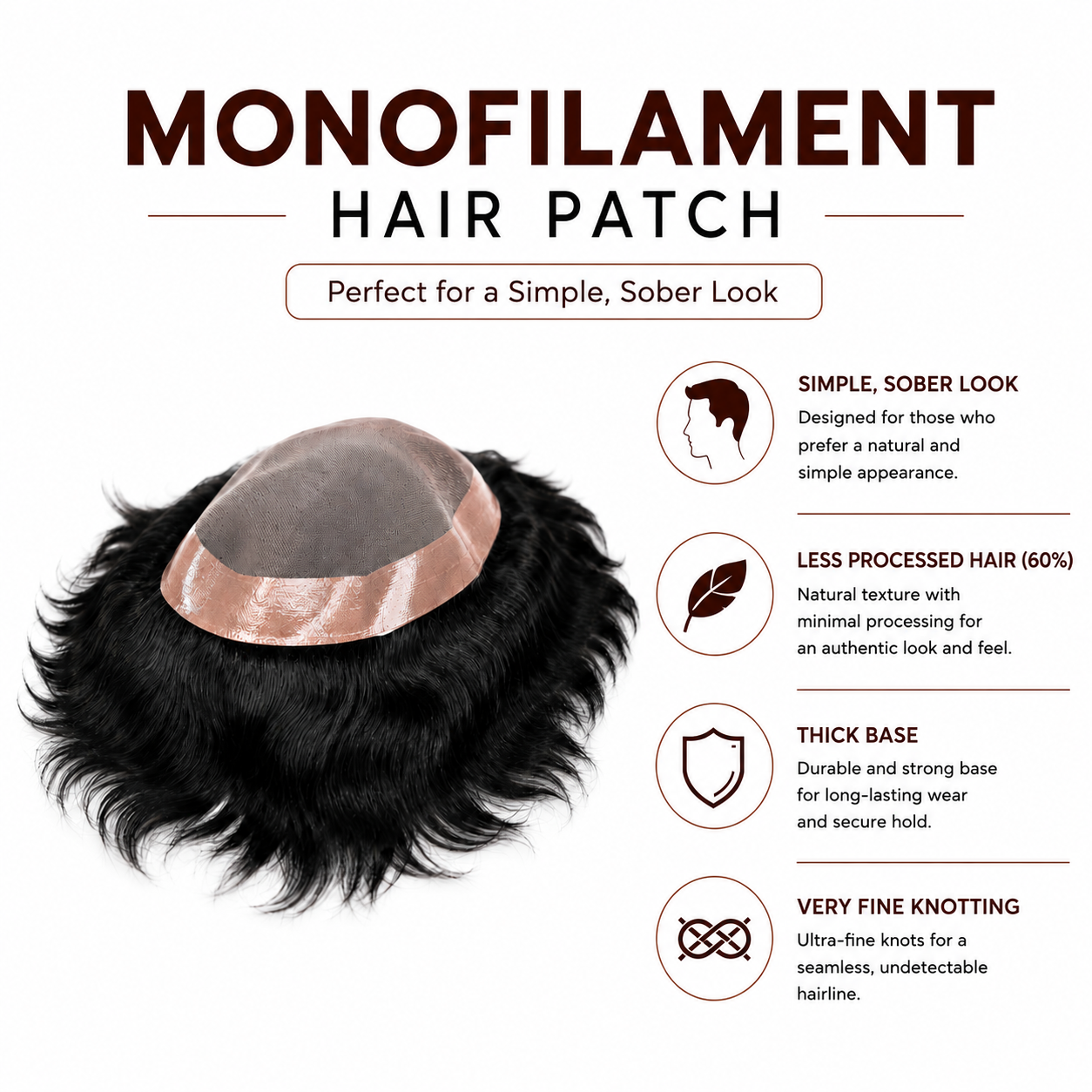 Hair Wig House Premium Lace with Poly Hair Patch for Men | 100% Human Hair Toupee | Natural Hairline | Breathable & Lightweight | Durable Hair Replacement System
