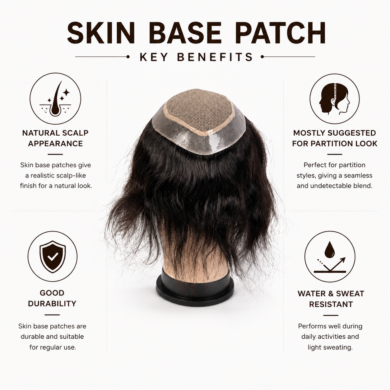 Hair Wig House Premium Skin Base Hair Patch for Men | 100% Human Hair | Natural Scalp Look | Freestyle Hair System | Single Knotting | Breathable & Durable Toupee